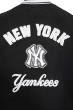 MLB NEW YORK YANKEES PEARLS WOMEN'S RIB WOOL VARSITY JACKET (BLACK/WHITE)