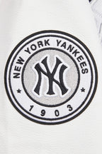 MLB NEW YORK YANKEES PEARLS WOMEN'S RIB WOOL VARSITY JACKET (BLACK/WHITE)