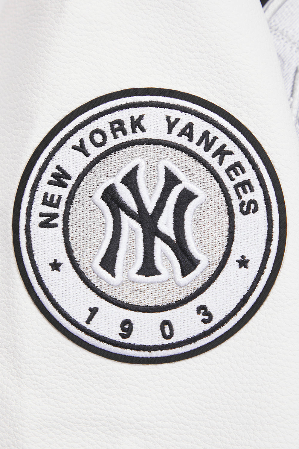 MLB NEW YORK YANKEES PEARLS WOMEN'S RIB WOOL VARSITY JACKET (BLACK/WHITE)