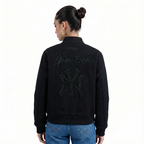 MLB NEW YORK YANKEES WASHED CRYSTALLINE BLOUSON COLLÉGIAL POUR FEMME (NOIR)