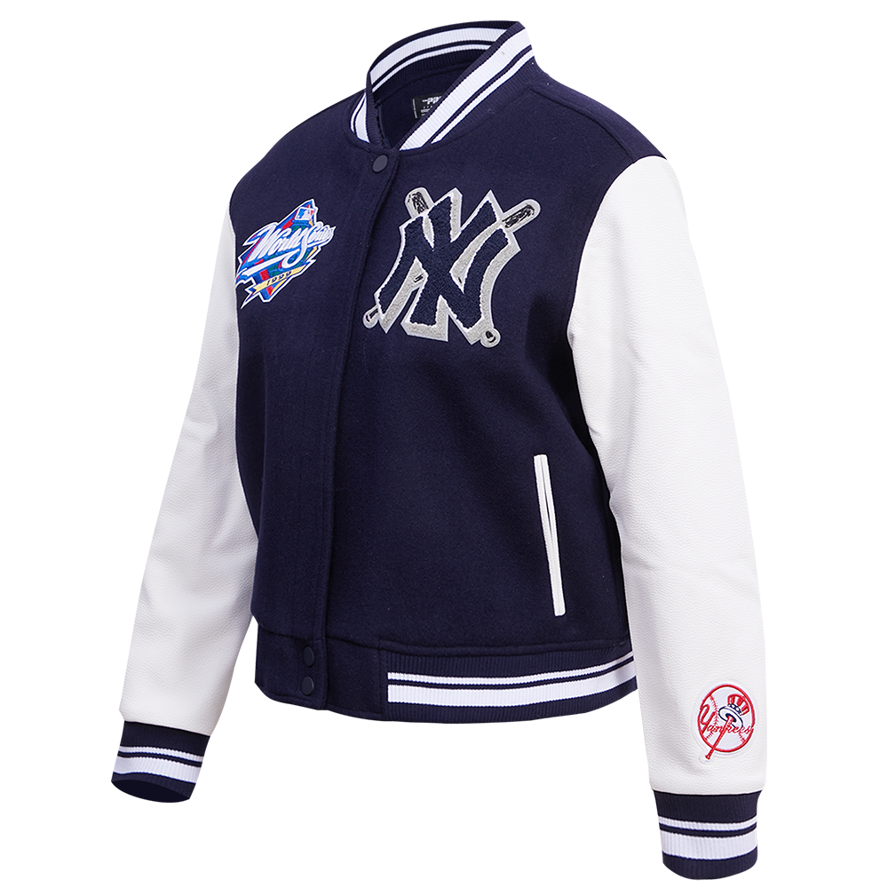 MLB NEW YORK YANKEES MASHUP WOOL WOMEN'S VARSITY JACKET (MIDNIGHT NAVY/WHITE)