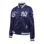 MLB NEW YORK YANKEES  RETRO CLASSIC WOMEN'S RIB SATIN JACKET (MIDNIGHT NAVY)