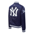 MLB NEW YORK YANKEES  RETRO CLASSIC WOMEN'S RIB SATIN JACKET (MIDNIGHT NAVY)