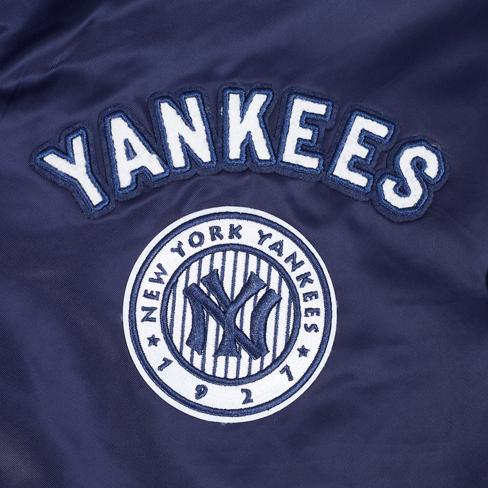 MLB NEW YORK YANKEES  RETRO CLASSIC WOMEN'S RIB SATIN JACKET (MIDNIGHT NAVY)