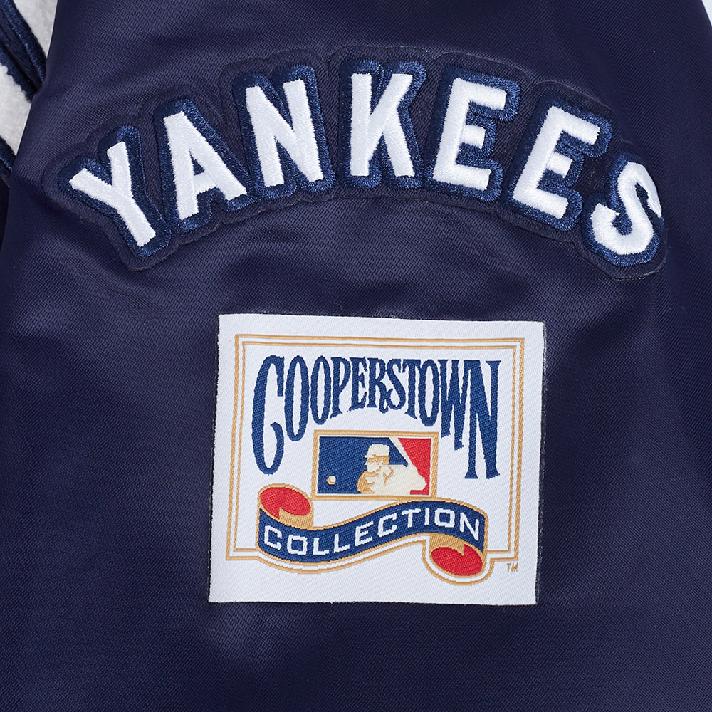 MLB NEW YORK YANKEES  RETRO CLASSIC WOMEN'S RIB SATIN JACKET (MIDNIGHT NAVY)