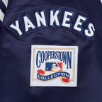 MLB NEW YORK YANKEES  RETRO CLASSIC WOMEN'S RIB SATIN JACKET (MIDNIGHT NAVY)