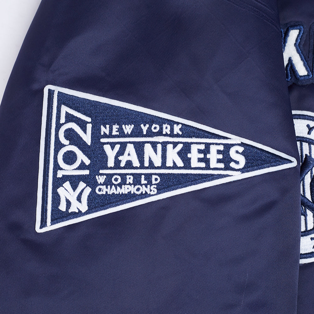 MLB NEW YORK YANKEES  RETRO CLASSIC WOMEN'S RIB SATIN JACKET (MIDNIGHT NAVY)