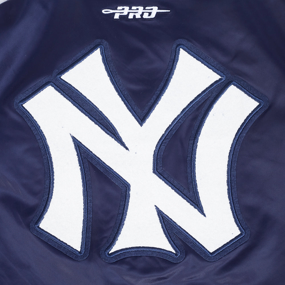 MLB NEW YORK YANKEES  RETRO CLASSIC WOMEN'S RIB SATIN JACKET (MIDNIGHT NAVY)