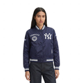 MLB NEW YORK YANKEES  RETRO CLASSIC WOMEN'S RIB SATIN JACKET (MIDNIGHT NAVY)