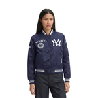 MLB NEW YORK YANKEES  RETRO CLASSIC WOMEN'S RIB SATIN JACKET (MIDNIGHT NAVY)