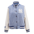 MLB NEW YORK YANKEES VARSITY BLUES WOMEN'S DENIM VARSITY JACKET (DENIM/LINEN)