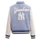MLB NEW YORK YANKEES VARSITY BLUES WOMEN'S DENIM VARSITY JACKET (DENIM/LINEN)