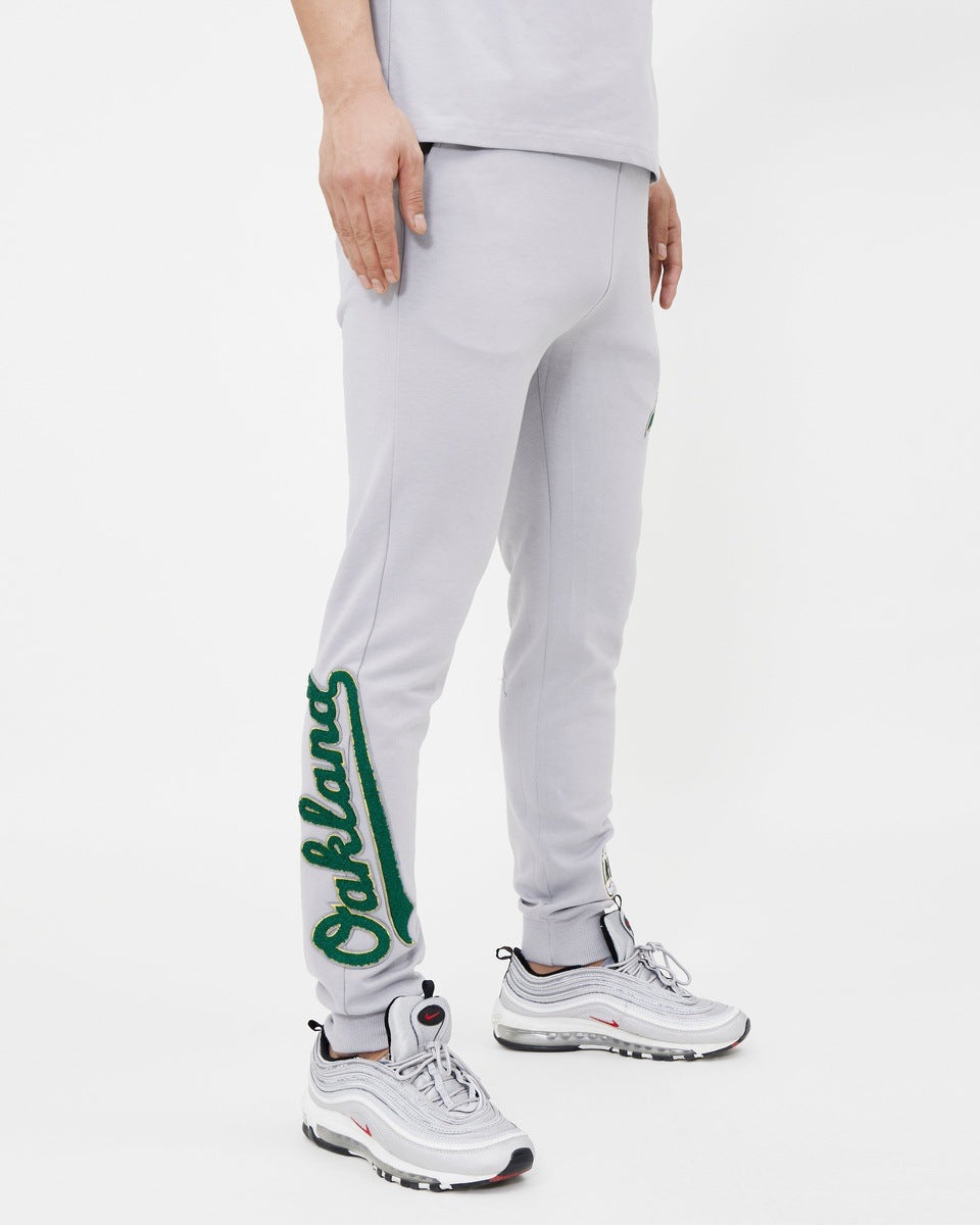 MLB OAKLAND ATHLETICS CLASSIC CHENILLE MEN'S JOGGER (GRAY)