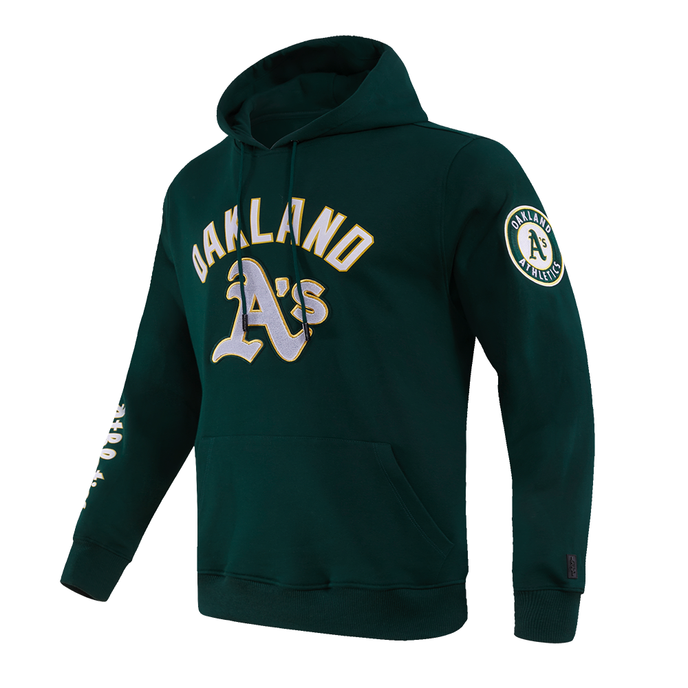 MLB OAKLAND ATHLETICS STACKED LOGO MEN'S PULLOVER HOODIE (FOREST)