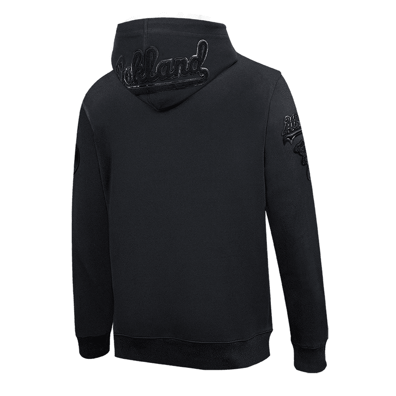 MLB OAKLAND ATHLETICS TRIPLE BLACK LOGO MEN'S FULL ZIP PULLOVER HOODIE (TRIPLE BLACK)