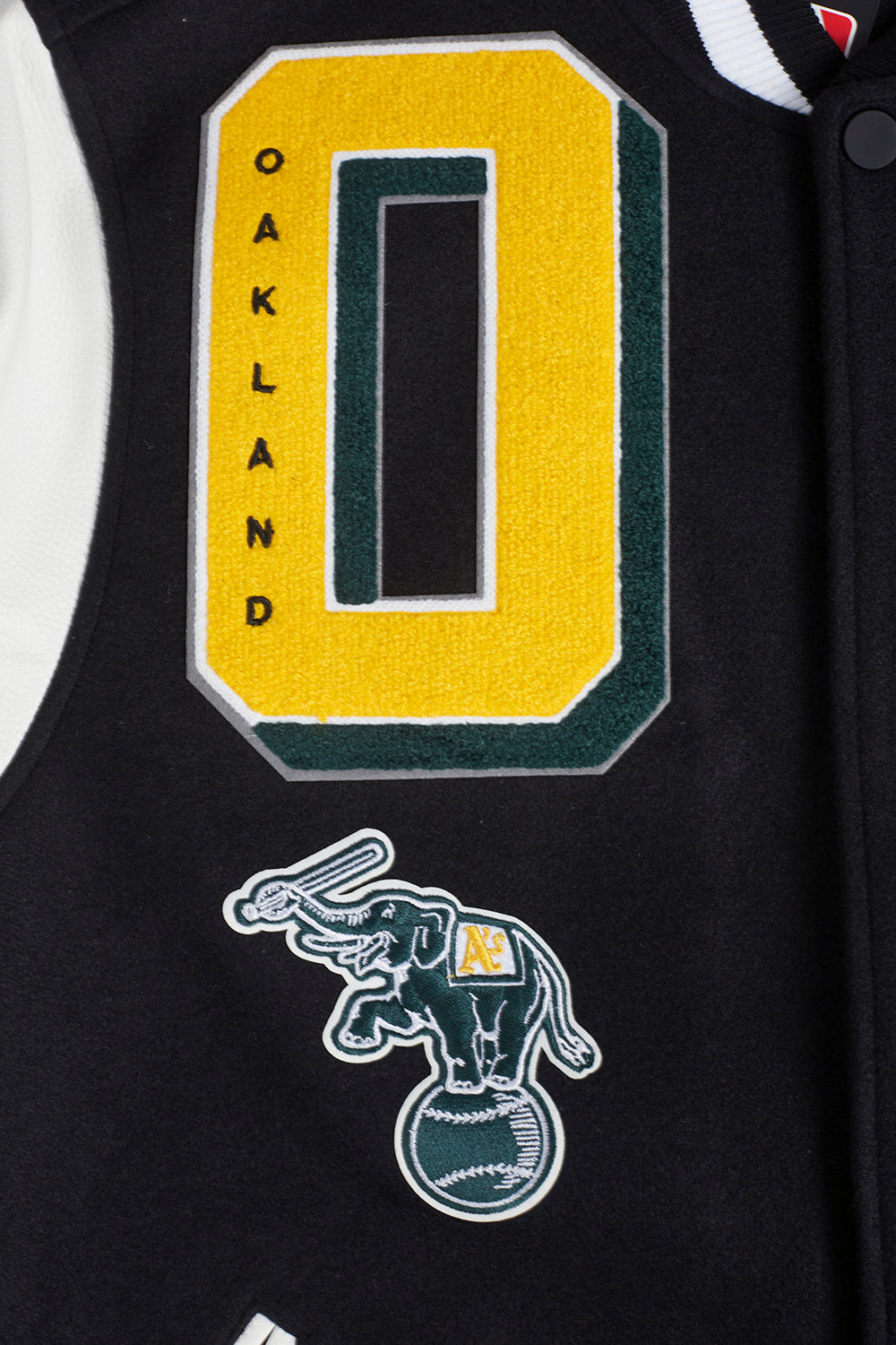 MLB OAKLAND ATHLETICS MASH UP MEN'S RIB WOOL VARSITY JACKET (BLACK/WHITE)