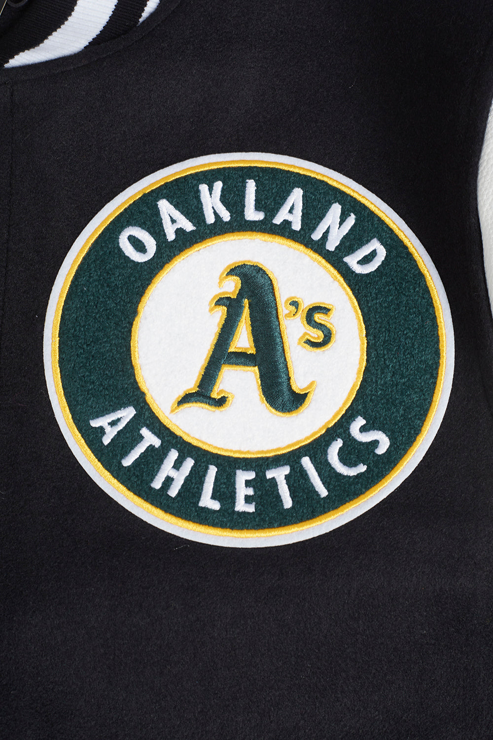 MLB OAKLAND ATHLETICS MASH UP MEN'S RIB WOOL VARSITY JACKET (BLACK/WHITE)