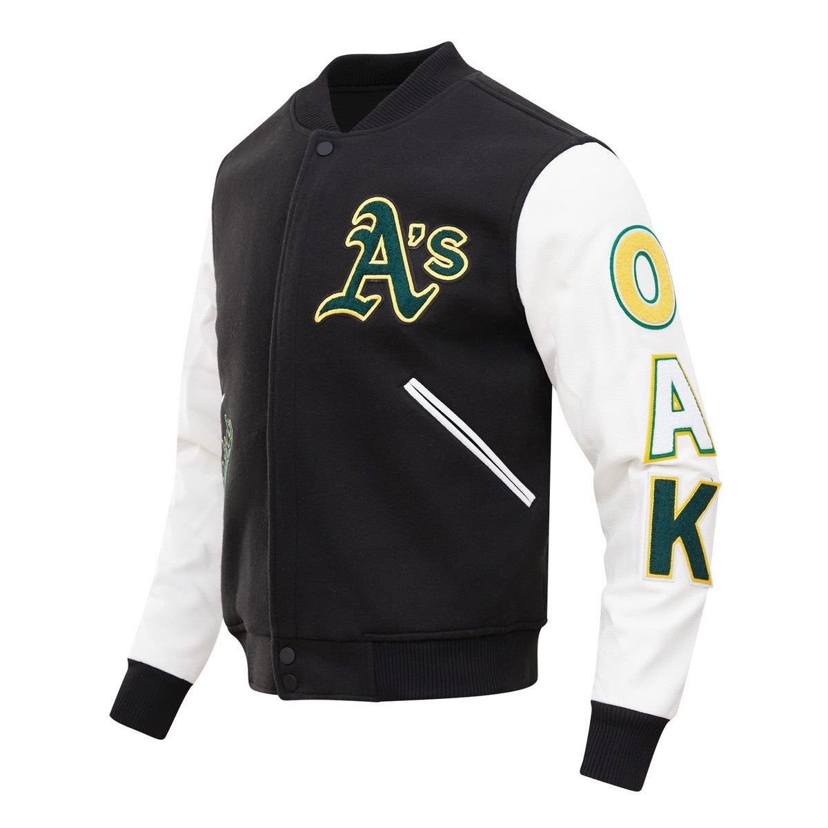 MLB OAKLAND ATHLETICS CLASSIC WOOL MEN'S VARSITY JACKET (BLACK/WHITE)