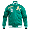 MLB OAKLAND ATHLETICS RETRO CLASSIC MEN'S RIB SATIN JACKET (KELLY GREEN)
