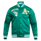 MLB OAKLAND ATHLETICS RETRO CLASSIC MEN'S RIB SATIN JACKET (KELLY GREEN)