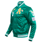 MLB OAKLAND ATHLETICS RETRO CLASSIC MEN'S RIB SATIN JACKET (KELLY GREEN)