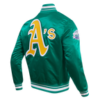 MLB OAKLAND ATHLETICS RETRO CLASSIC MEN'S RIB SATIN JACKET (KELLY GREEN)