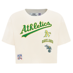 MLB OAKLAND ATHLETICS RETRO CLASSIC WOMEN'S BOXY TOP (EGGSHELL)