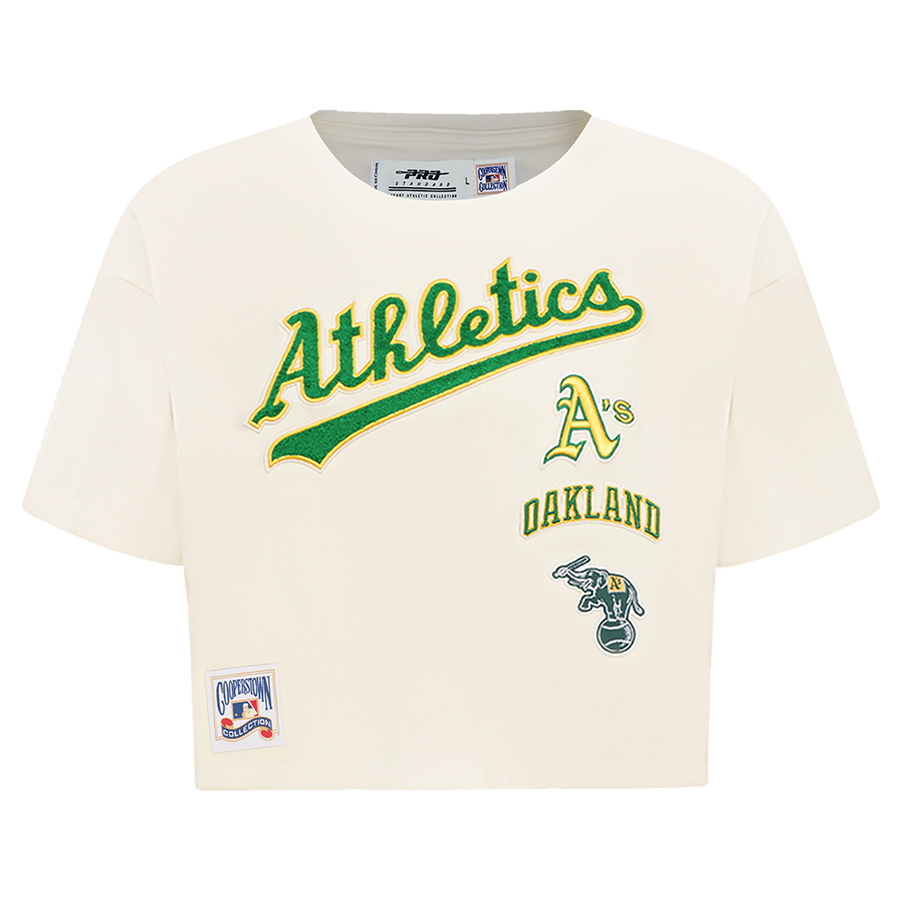 MLB OAKLAND ATHLETICS RETRO CLASSIC WOMEN'S BOXY TOP (EGGSHELL)