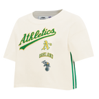 MLB OAKLAND ATHLETICS RETRO CLASSIC WOMEN'S BOXY TOP (EGGSHELL)