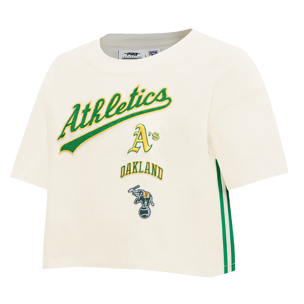 MLB OAKLAND ATHLETICS RETRO CLASSIC WOMEN'S BOXY TOP (EGGSHELL)