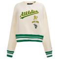 MLB OAKLAND ATHLETICS RETRO CLASSIC WOMEN'S CREWNECK (EGGSHELL/ KELLY GREEN)