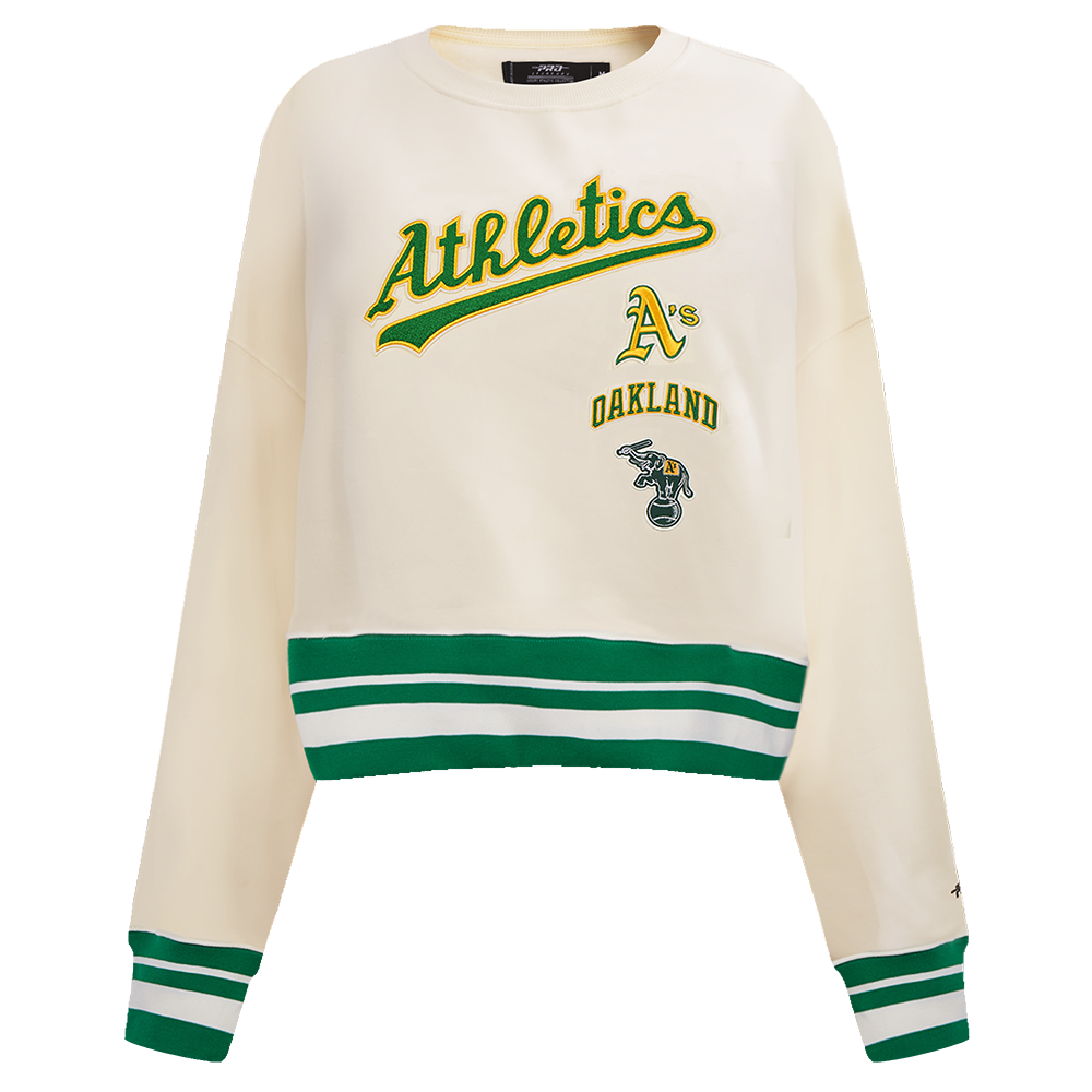 MLB OAKLAND ATHLETICS RETRO CLASSIC WOMEN'S CREWNECK (EGGSHELL/ KELLY GREEN)