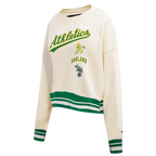 MLB OAKLAND ATHLETICS RETRO CLASSIC WOMEN'S CREWNECK (EGGSHELL/ KELLY GREEN)
