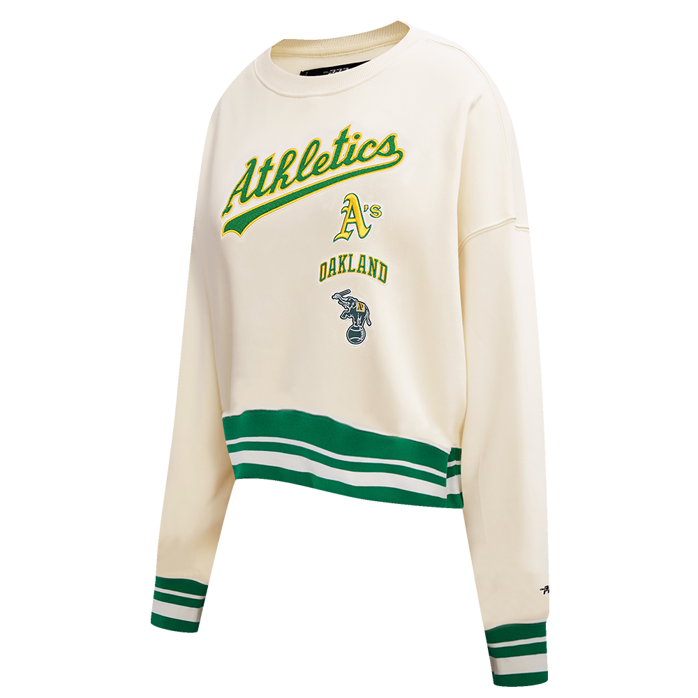 MLB OAKLAND ATHLETICS RETRO CLASSIC WOMEN'S CREWNECK (EGGSHELL/ KELLY GREEN)