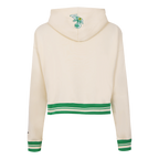 MLB OAKLAND ATHLETICS RETRO CLASSIC WOMEN'S CROPPED PULLOVER HOODIE (EGGSHELL/ KELLY GREEN)
