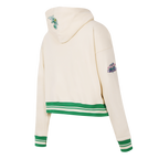 MLB OAKLAND ATHLETICS RETRO CLASSIC WOMEN'S CROPPED PULLOVER HOODIE (EGGSHELL/ KELLY GREEN)