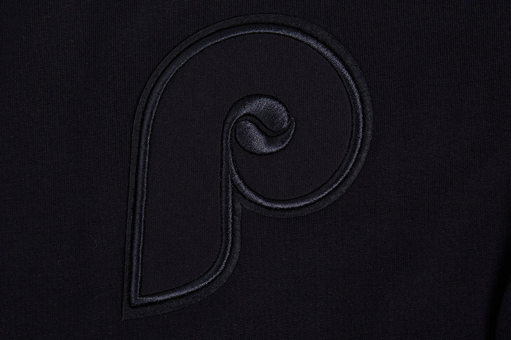 MLB PHILADELPHIA PHILLIES NEUTRAL HAUT EN JERSEY DE COTON À ÉPAULES TOMBANTES POUR HOMME (NOIR)