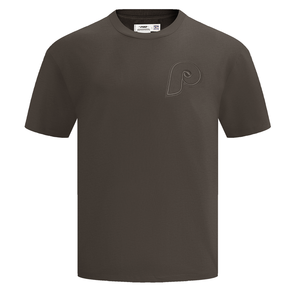 MLB PHILADELPHIA PHILLIES NEUTRAL HAUT EN JERSEY DE COTON À ÉPAULES TOMBANTES POUR HOMME (TAUPE FONCÉ)