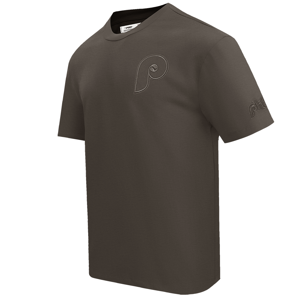 MLB PHILADELPHIA PHILLIES NEUTRAL HAUT EN JERSEY DE COTON À ÉPAULES TOMBANTES POUR HOMME (TAUPE FONCÉ)