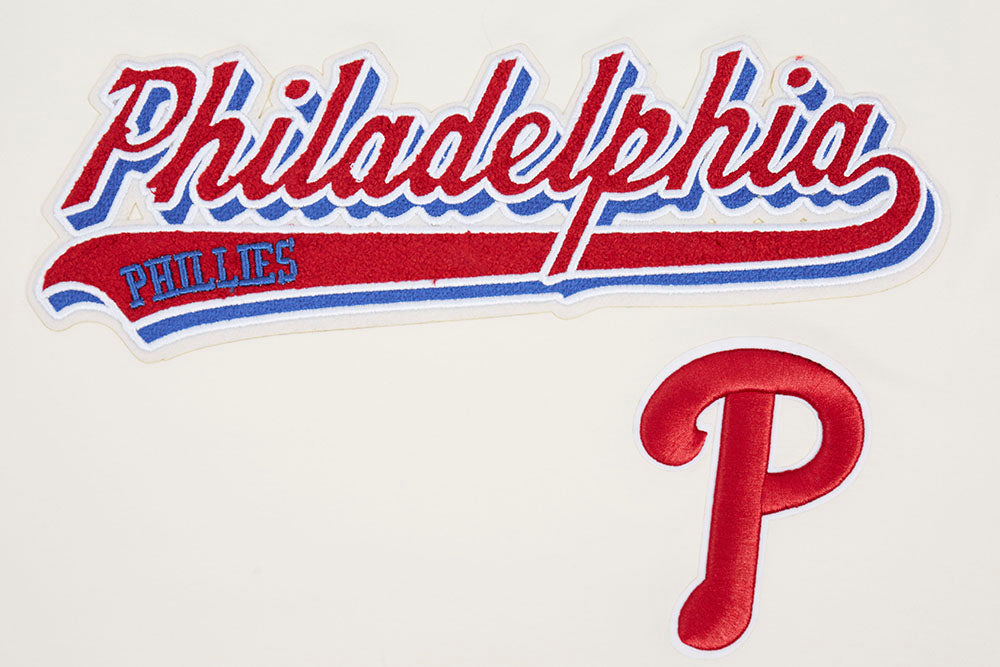 MLB PHILADELPHIA PHILLIES SCRIPT TAIL HAUT EN JERSEY SIMPLE POUR HOMME (COQUILLE D'ŒUF)
