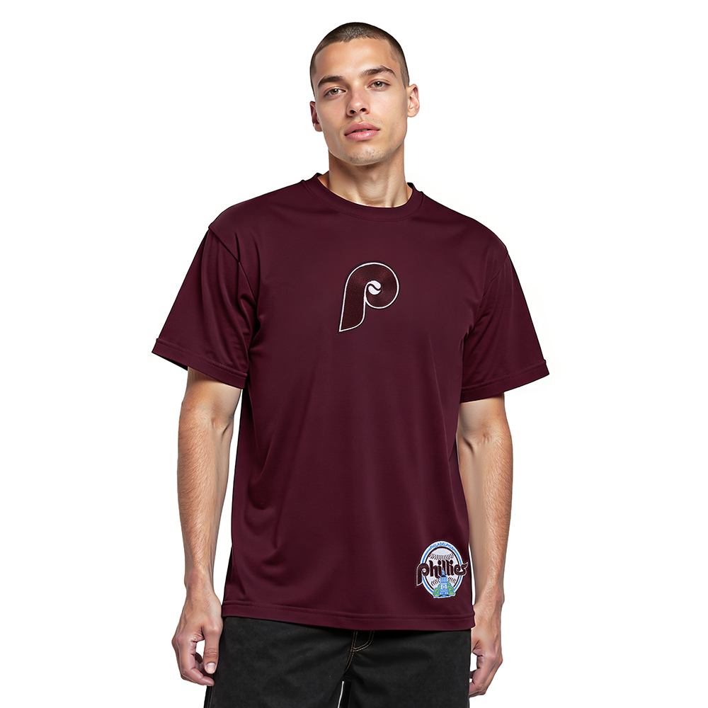 MLB PHILADELPHIA PHILLIES WINGSPAN MEN'S CJ DROP SHOULDER TOP v2 (WINE)