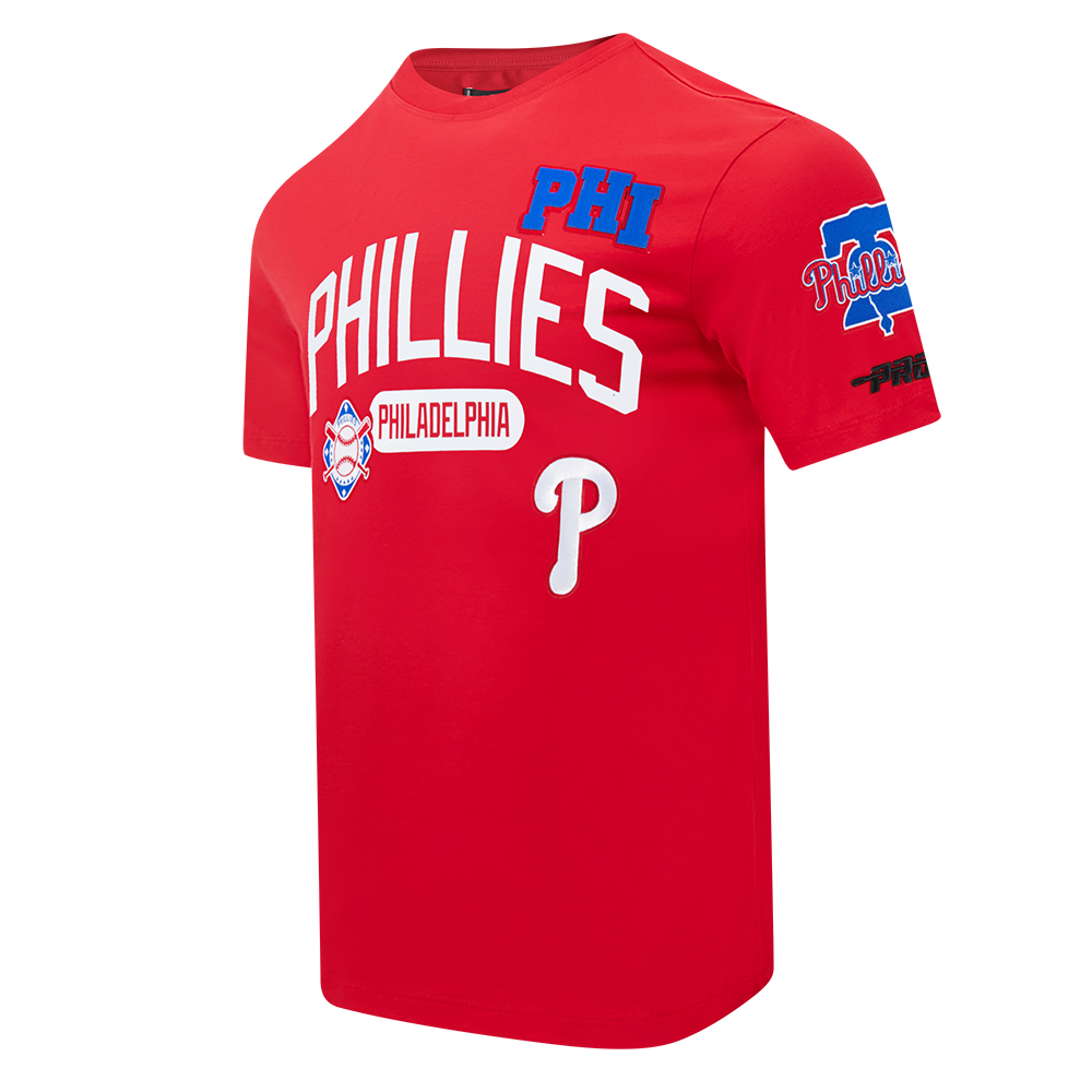 MLB PHILADELPHIA PHILLIES LETTERMAN HAUT À MANCHES COURTES POUR HOMME (ROUGE)