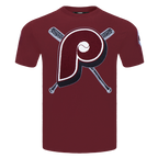 MLB PHILADELPHIA PHILLIES MASH UP HAUT RÉTRO EN JERSEY SIMPLE POUR HOMME (LIE-DE-VIN)