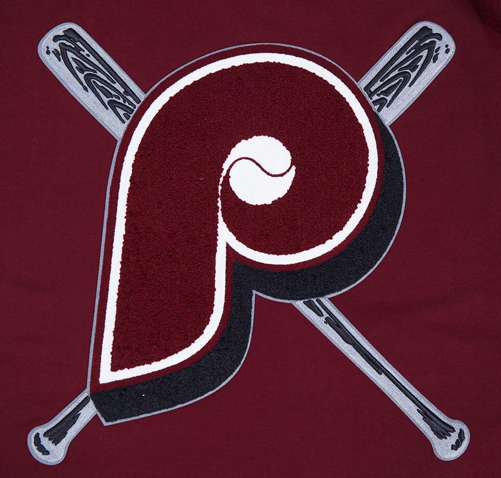MLB PHILADELPHIA PHILLIES MASH UP HAUT RÉTRO EN JERSEY SIMPLE POUR HOMME (LIE-DE-VIN)