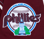 MLB PHILADELPHIA PHILLIES MASH UP HAUT RÉTRO EN JERSEY SIMPLE POUR HOMME (LIE-DE-VIN)