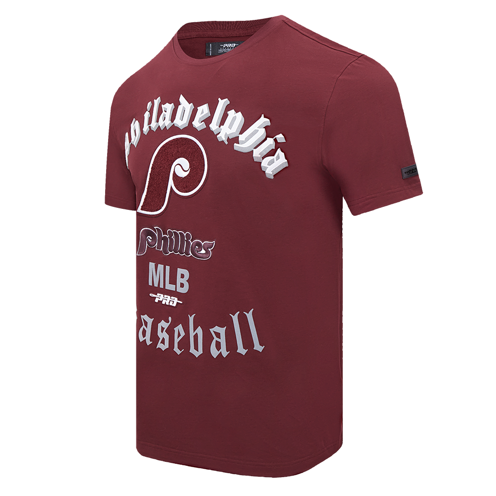 MLB PHILADELPHIA PHILLIES OLD ENGLISH MEN'S TOP (WINE)