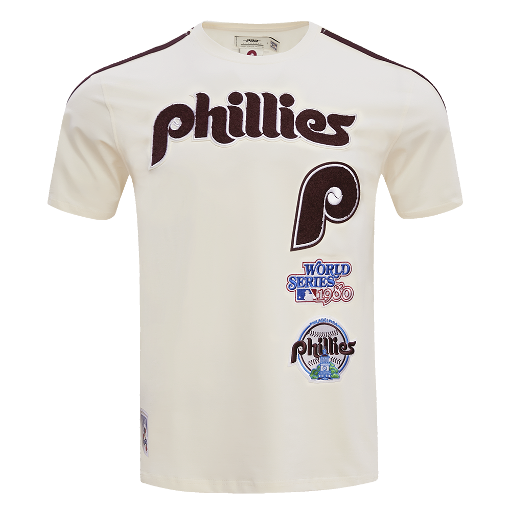 MLB PHILADELPHIA PHILLIES RETRO CLASSIC HAUT À RAYURES POUR HOMME (COQUILLE D'ŒUF/LIE-DE-VIN)