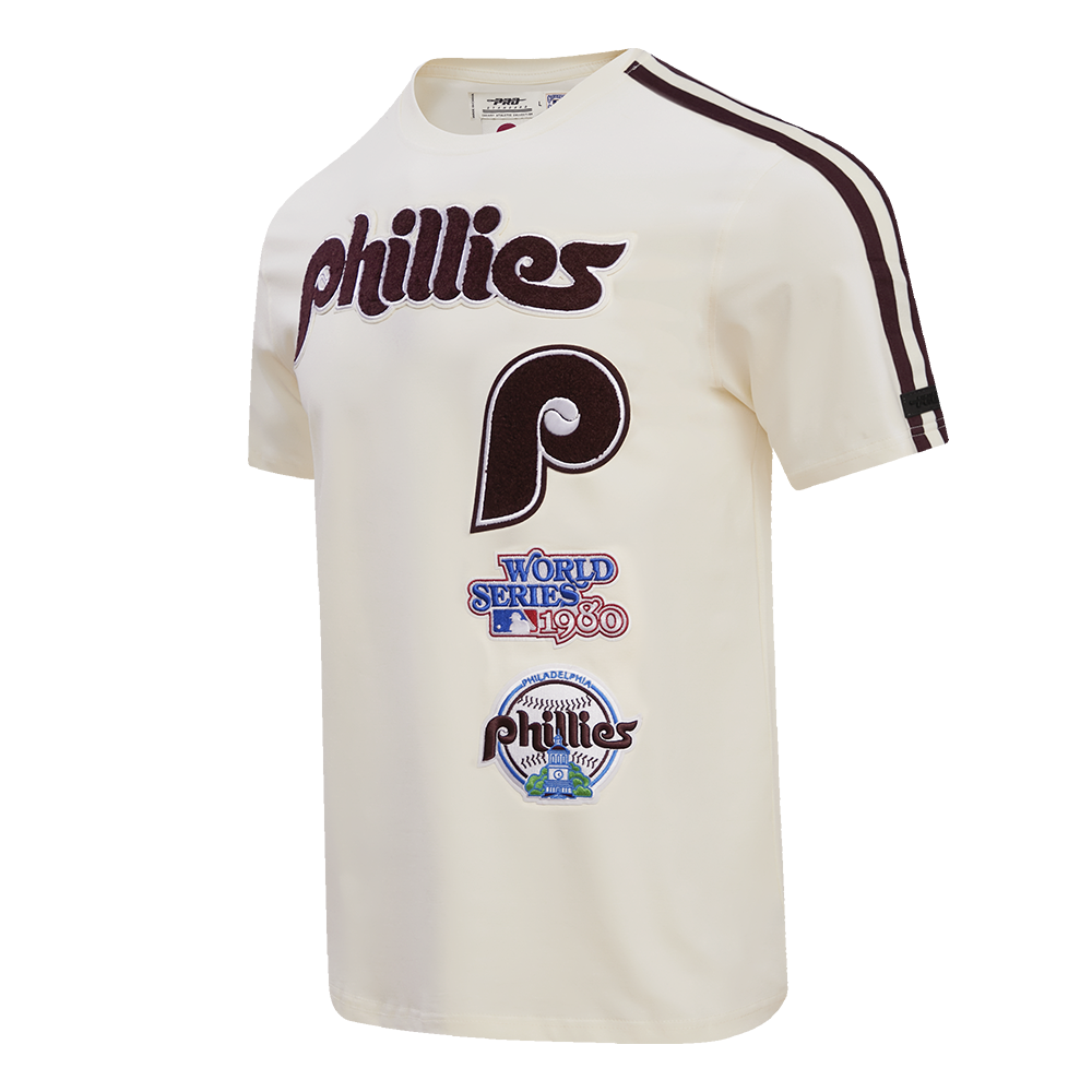 MLB PHILADELPHIA PHILLIES RETRO CLASSIC HAUT À RAYURES POUR HOMME (COQUILLE D'ŒUF/LIE-DE-VIN)