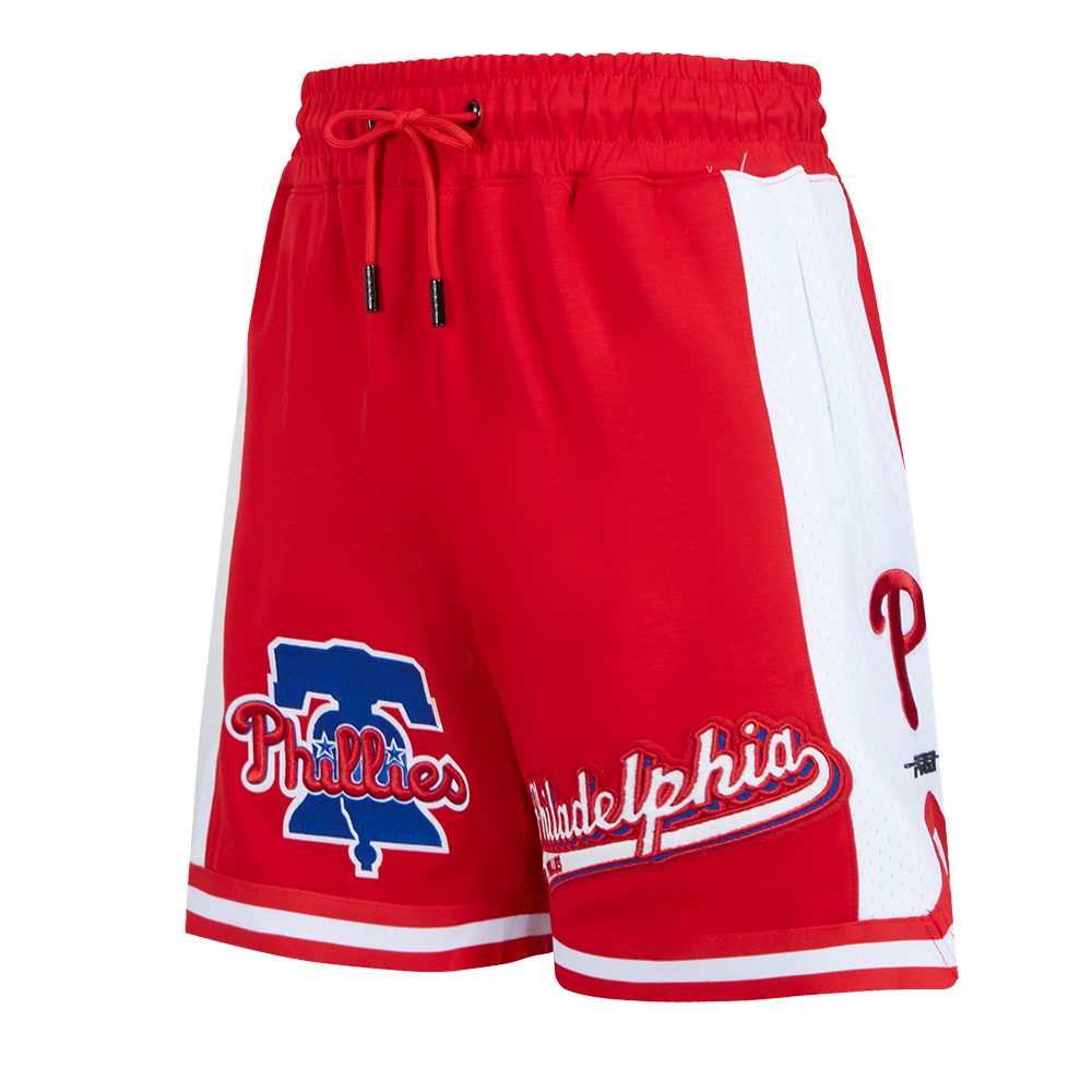 MLB PHILADELPHIA PHILLIES SCRIPT TAIL SHORT EN MAILLE DOUBLE 2.0 POUR HOMME (ROUGE)