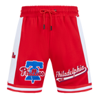 MLB PHILADELPHIA PHILLIES SCRIPT TAIL SHORT EN MAILLE DOUBLE 2.0 POUR HOMME (ROUGE)